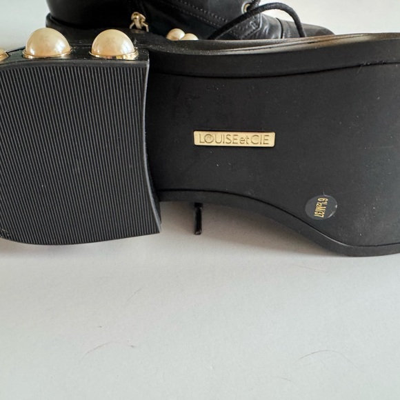 Louise et Cie Black Ankle Boots, 6 1/2, Lace up W  Side Zipper, NWOT - Picture 3 of 6